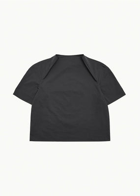 raglan cowl neck top, charcoal