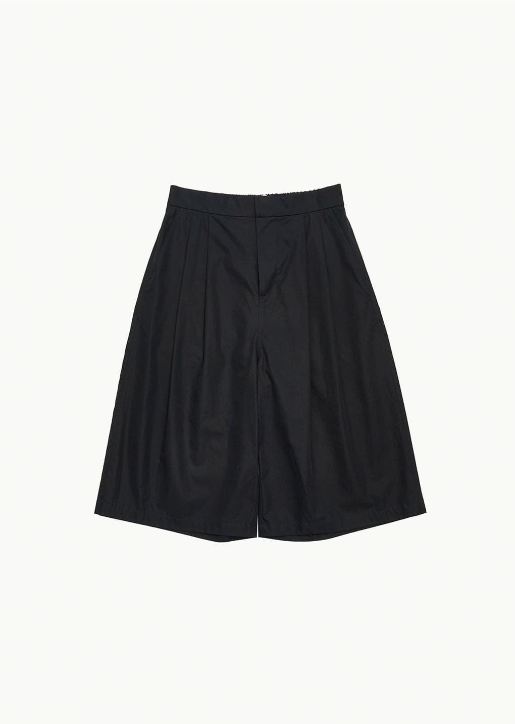 two tuck wide shorts, black