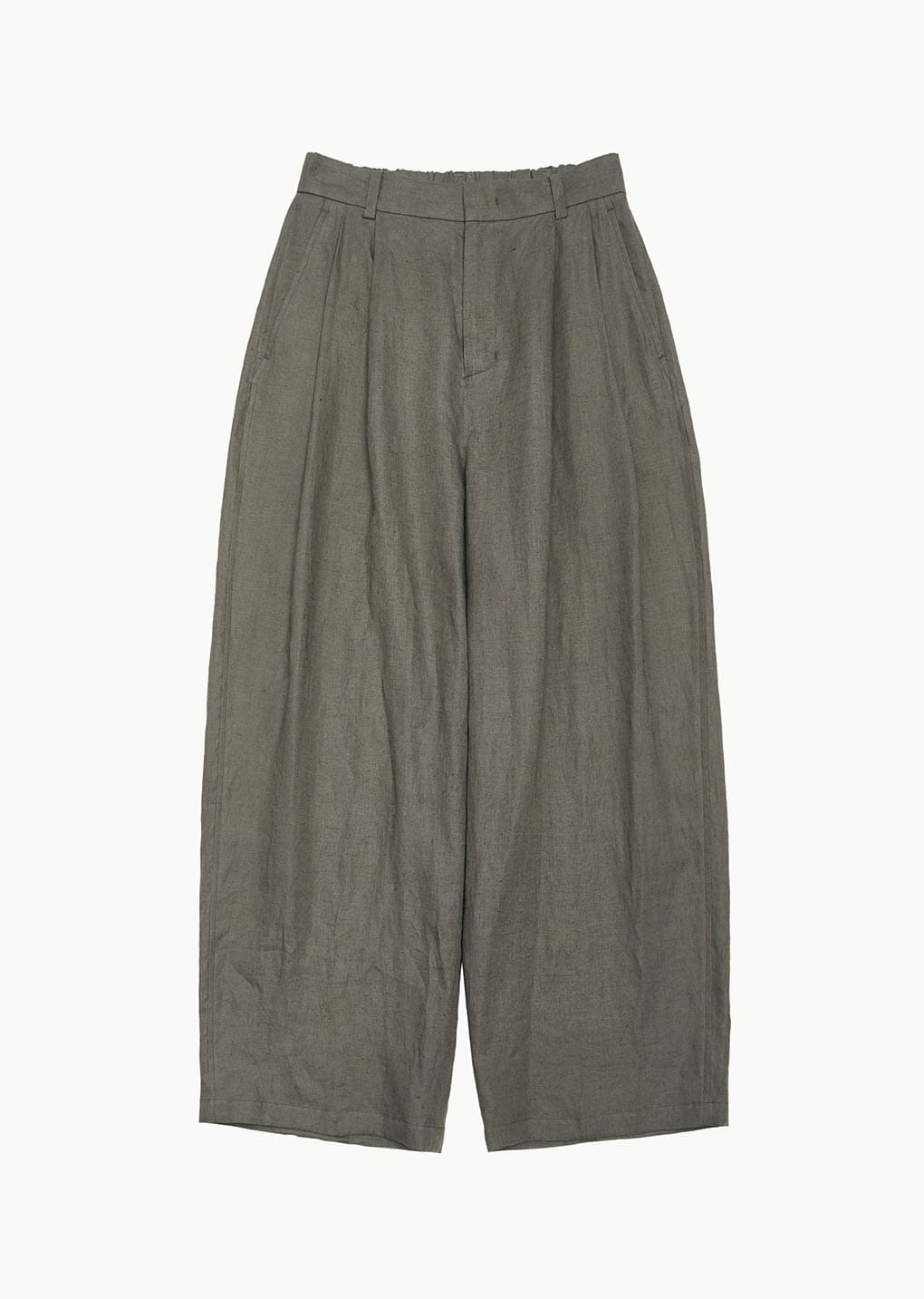 linen two tuck wide pants, khaki