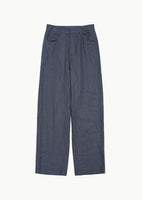 linen straight pants, blue - Image 1