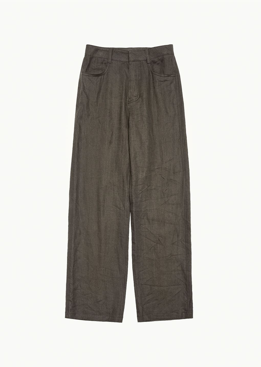 linen straight pants, brown