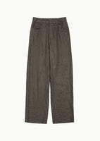 linen straight pants, brown - Image 1
