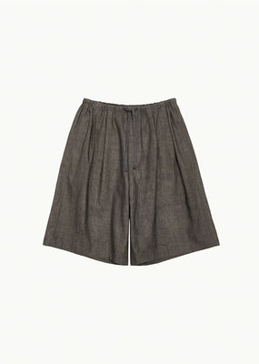linen drawstring shorts, brown