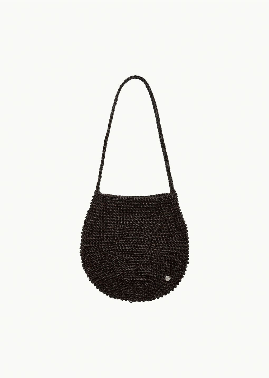 handmade leather net bag, brown