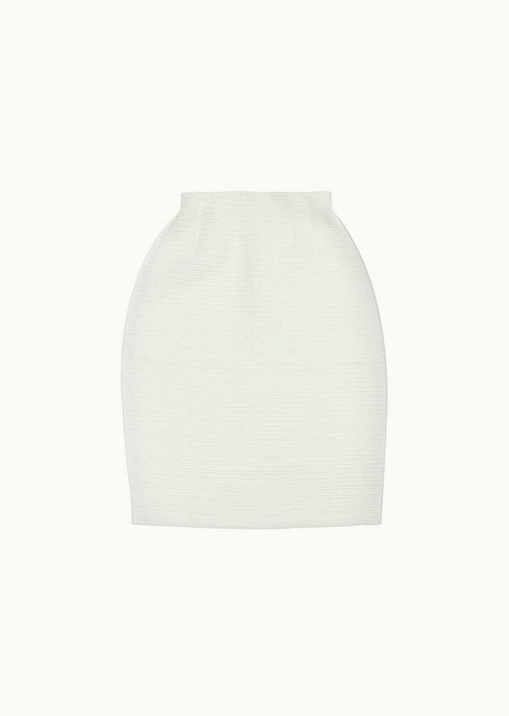 pleats curved skirt, white