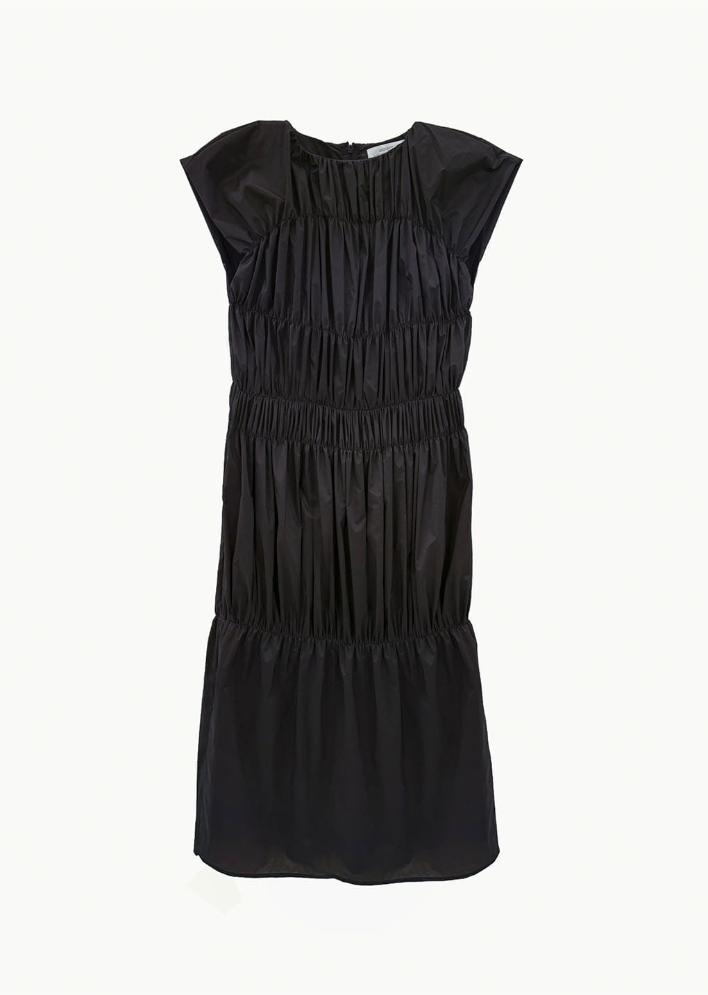 nylon shirring dress, charcoal