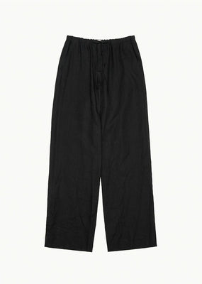 linen banding pants, black
