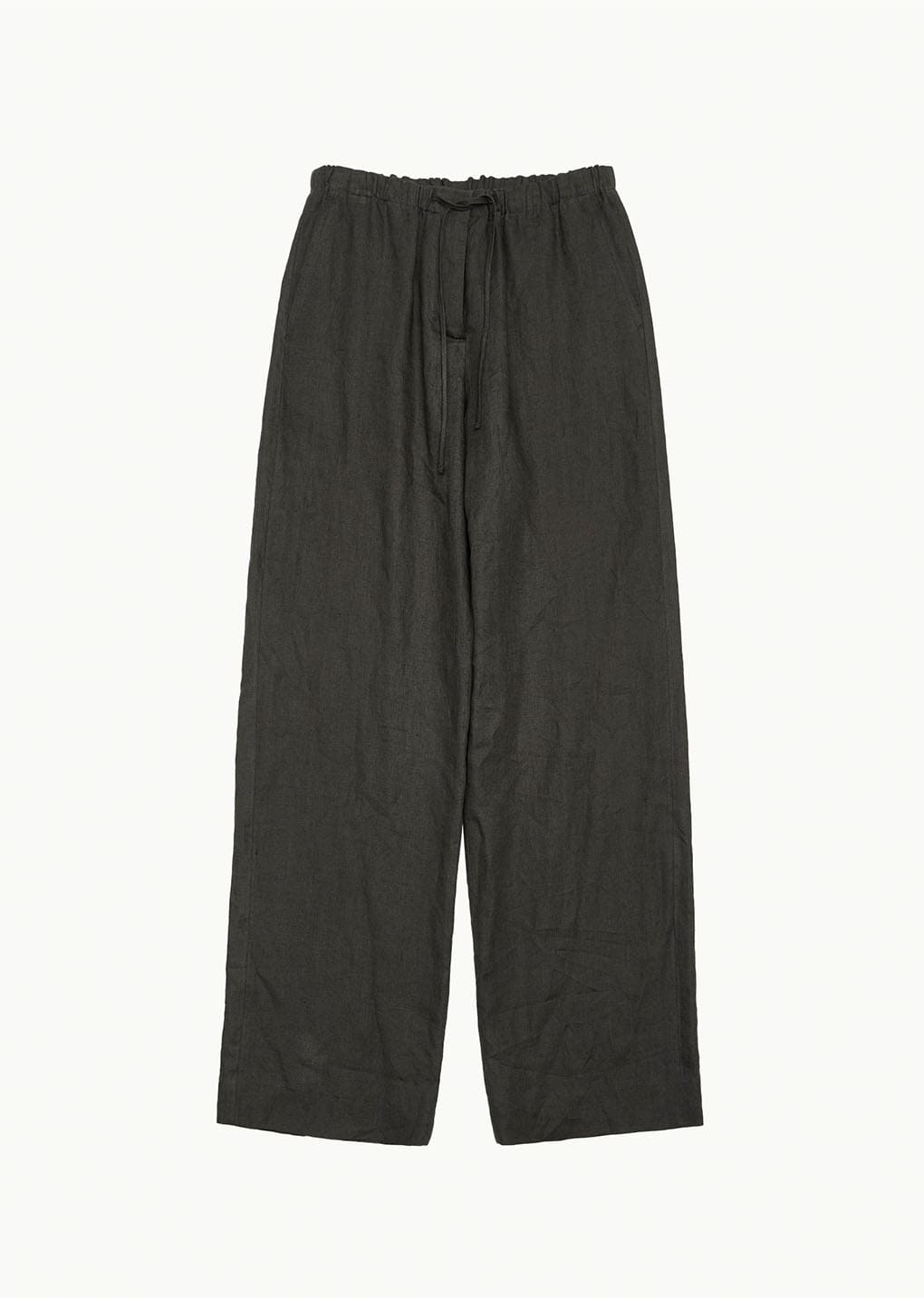 linen banding pants, khaki brown
