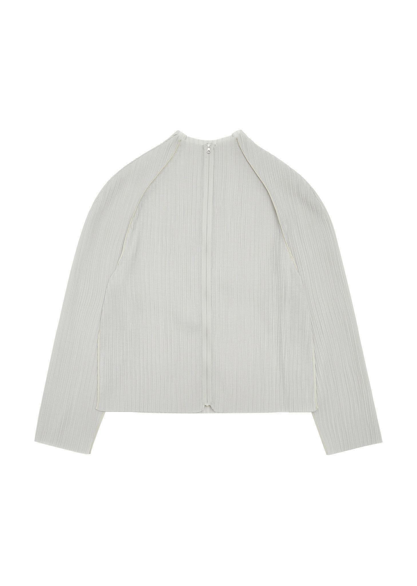 pleats zip up jumper, beige
