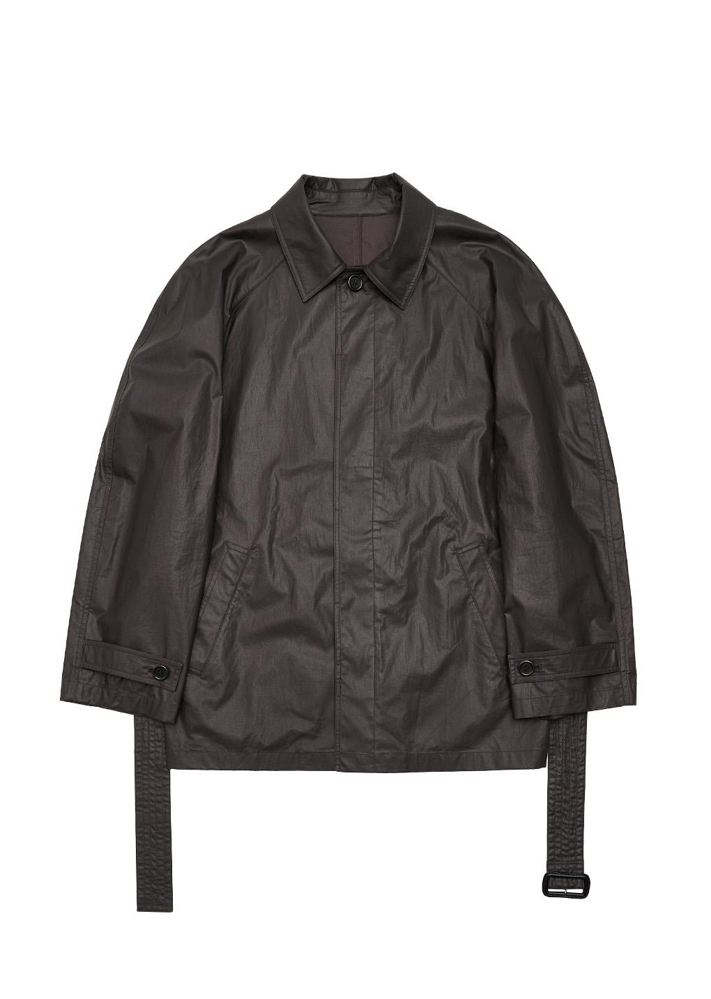 coated cotton mid coat, brown