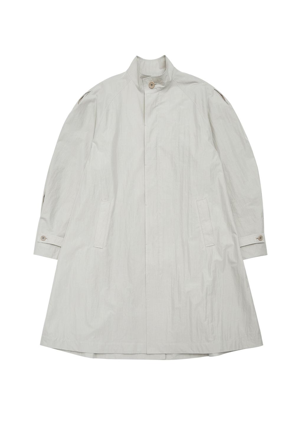 cotton nylon pleated coat, light grey
