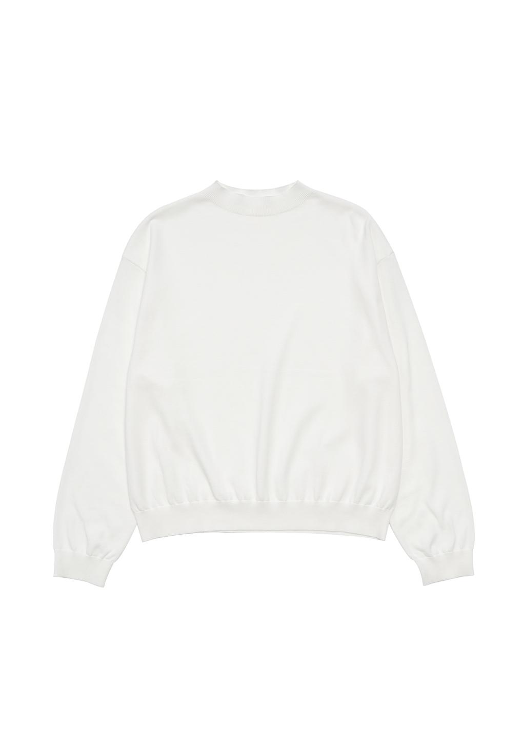 cotton crewneck knit pullover, white