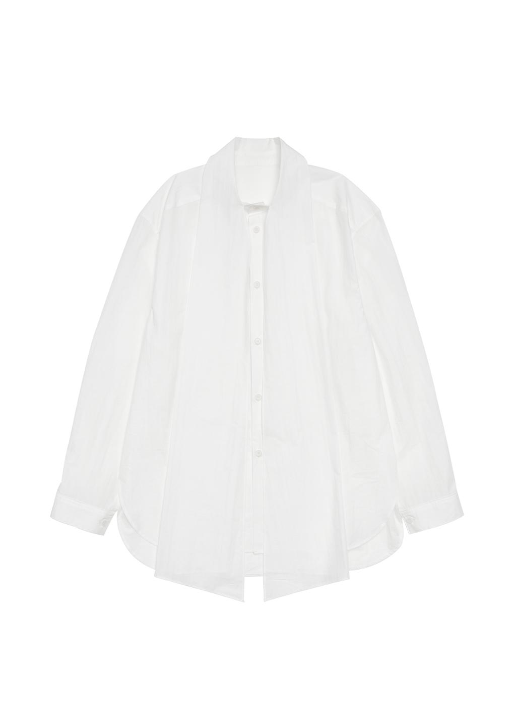 scarf collar shirt, white