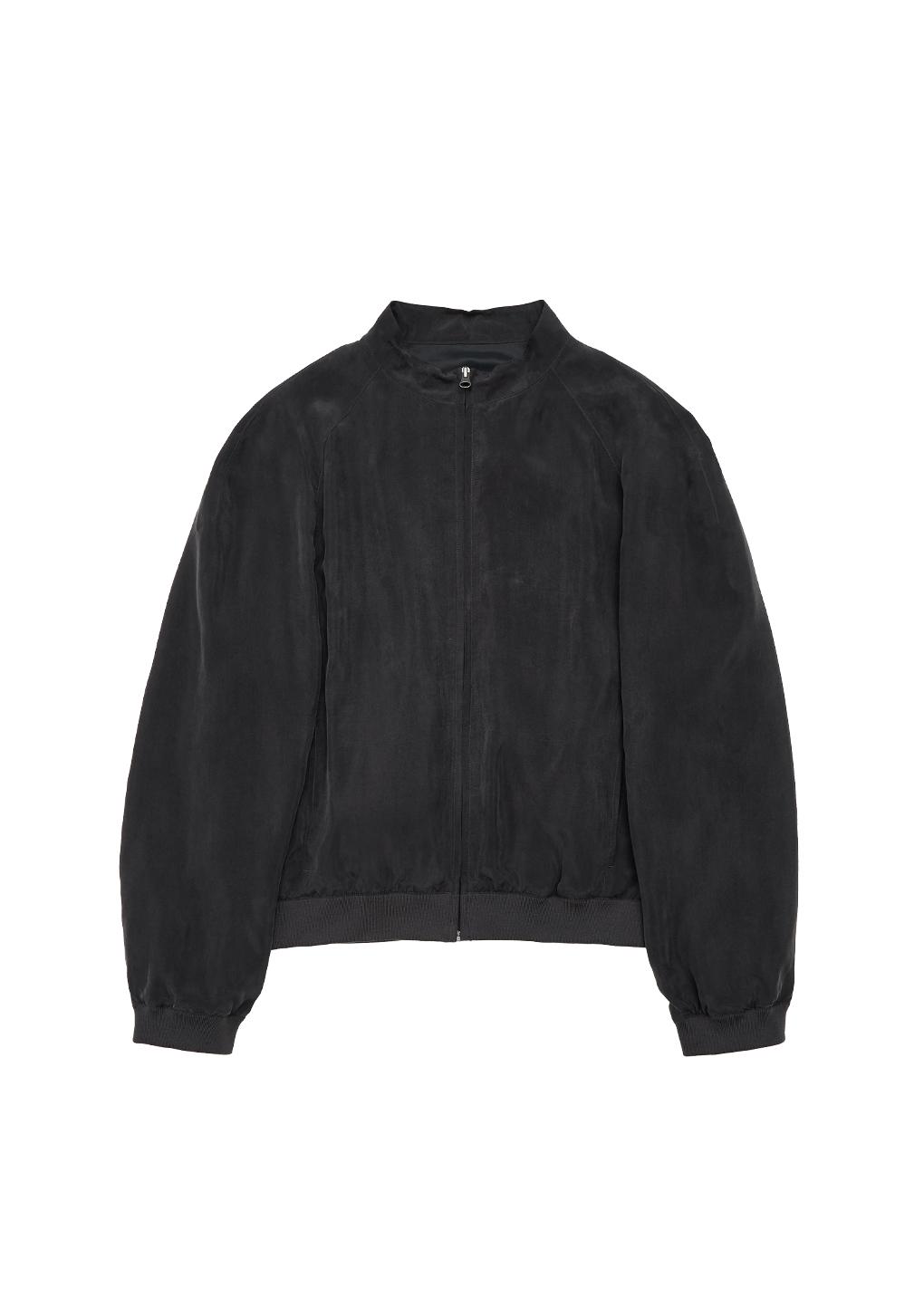 cupro ribbed blouson, charcoal