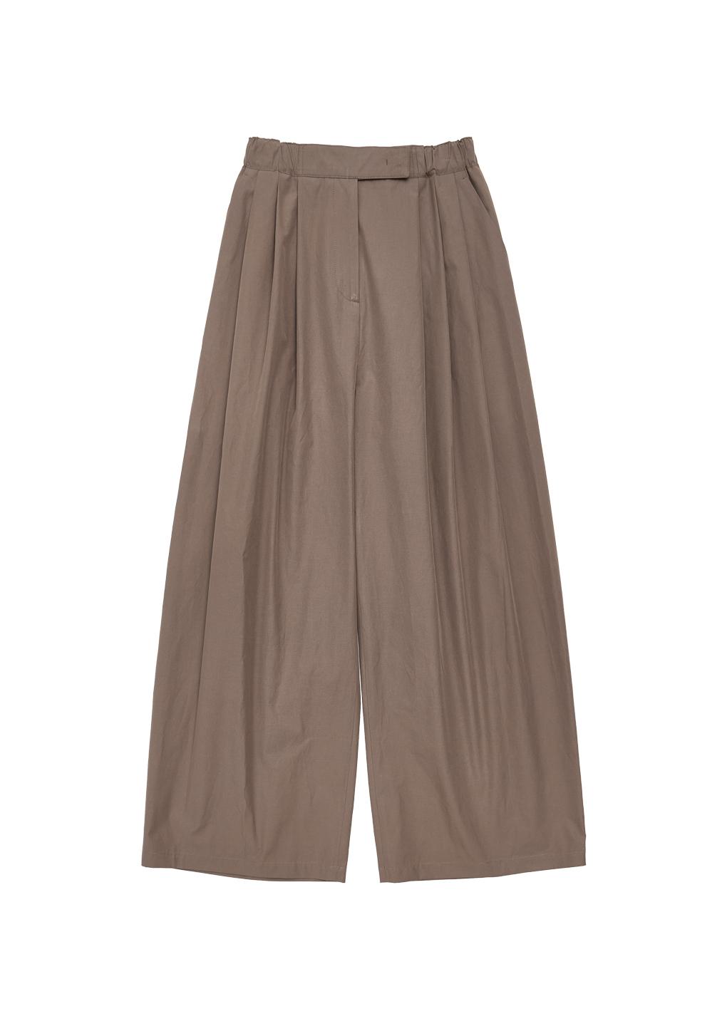 three tuck banding pants, brown