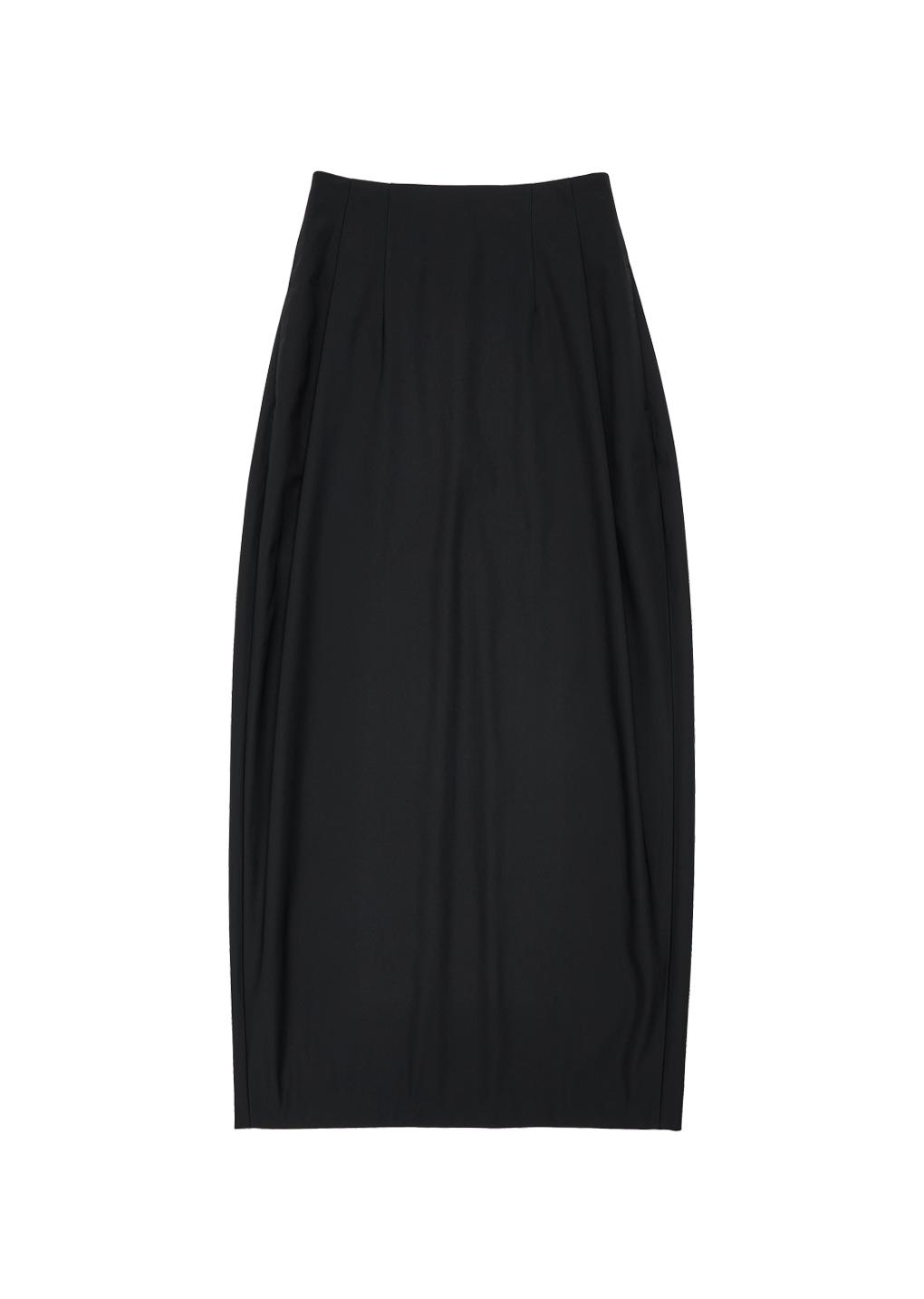 zip curved skirt, black