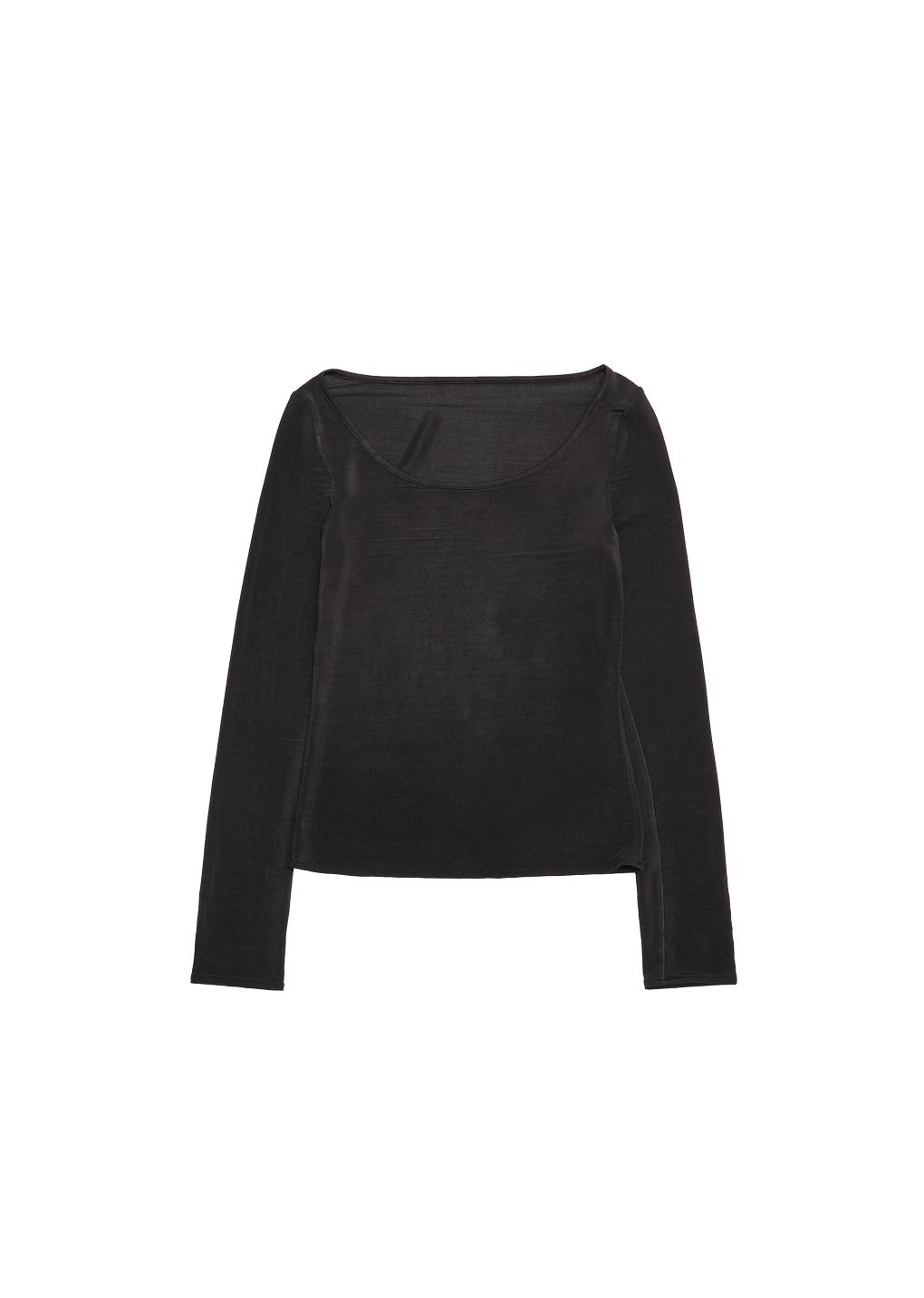 jersey scoop neck long sleeve top, charcoal
