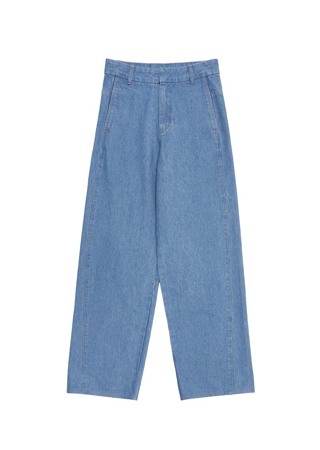 curved seam denim, blue