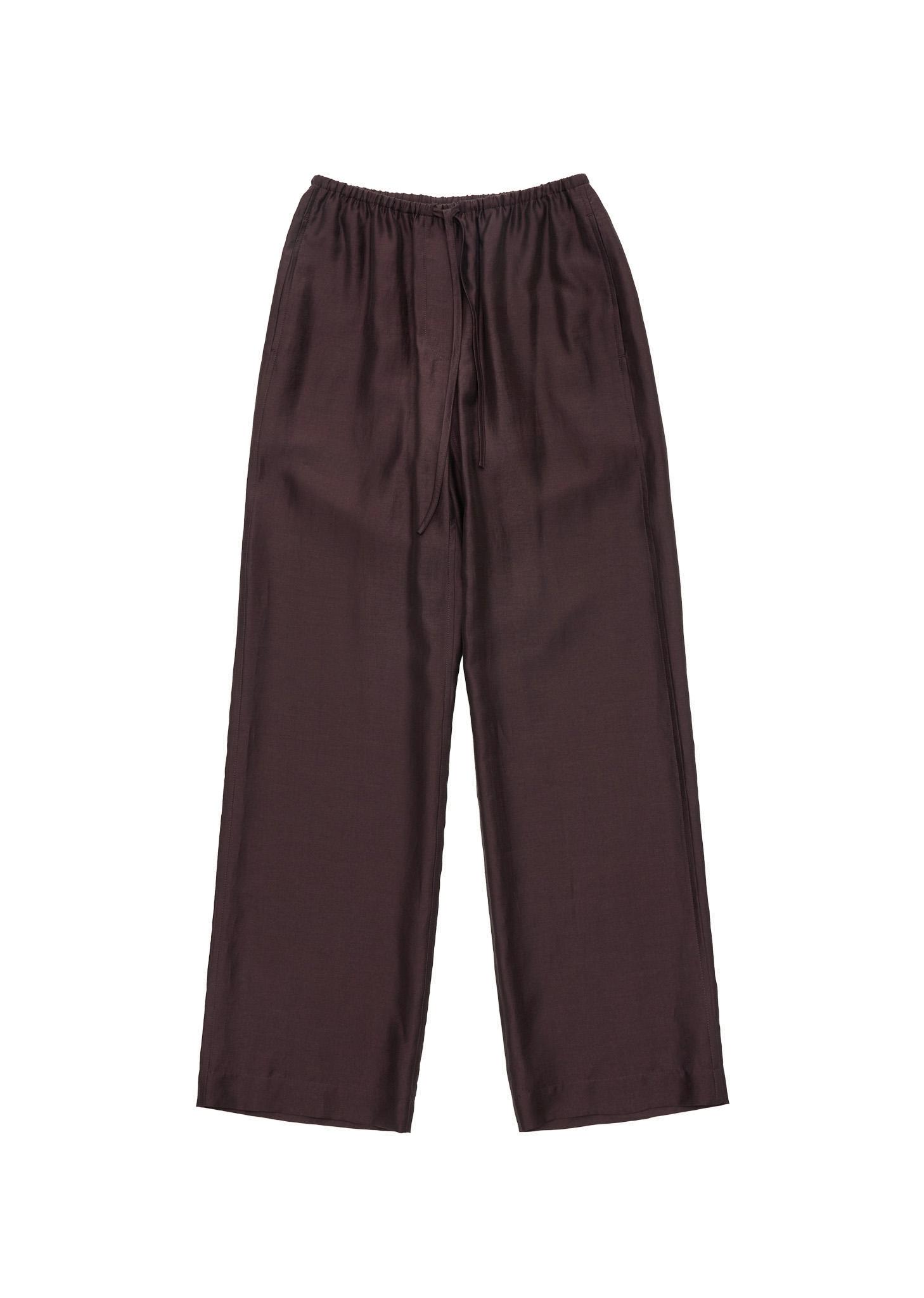 silky banding pants, burgundy
