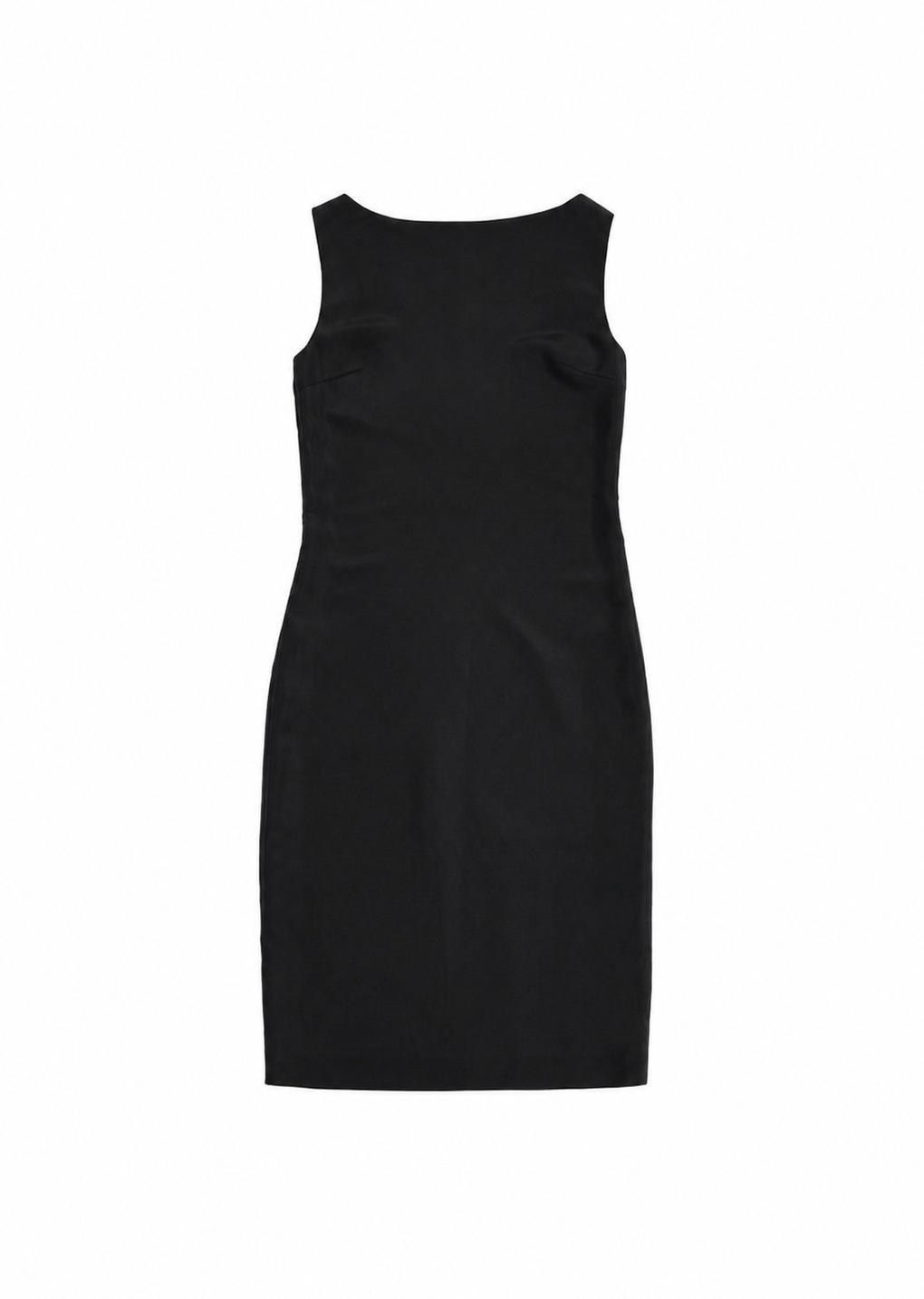 silk drape dress, black