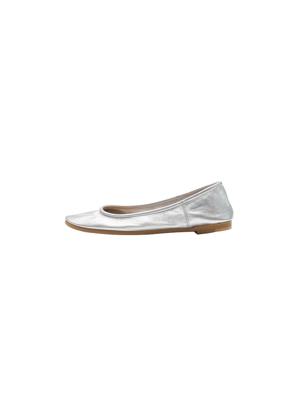 lambskin flats, silver