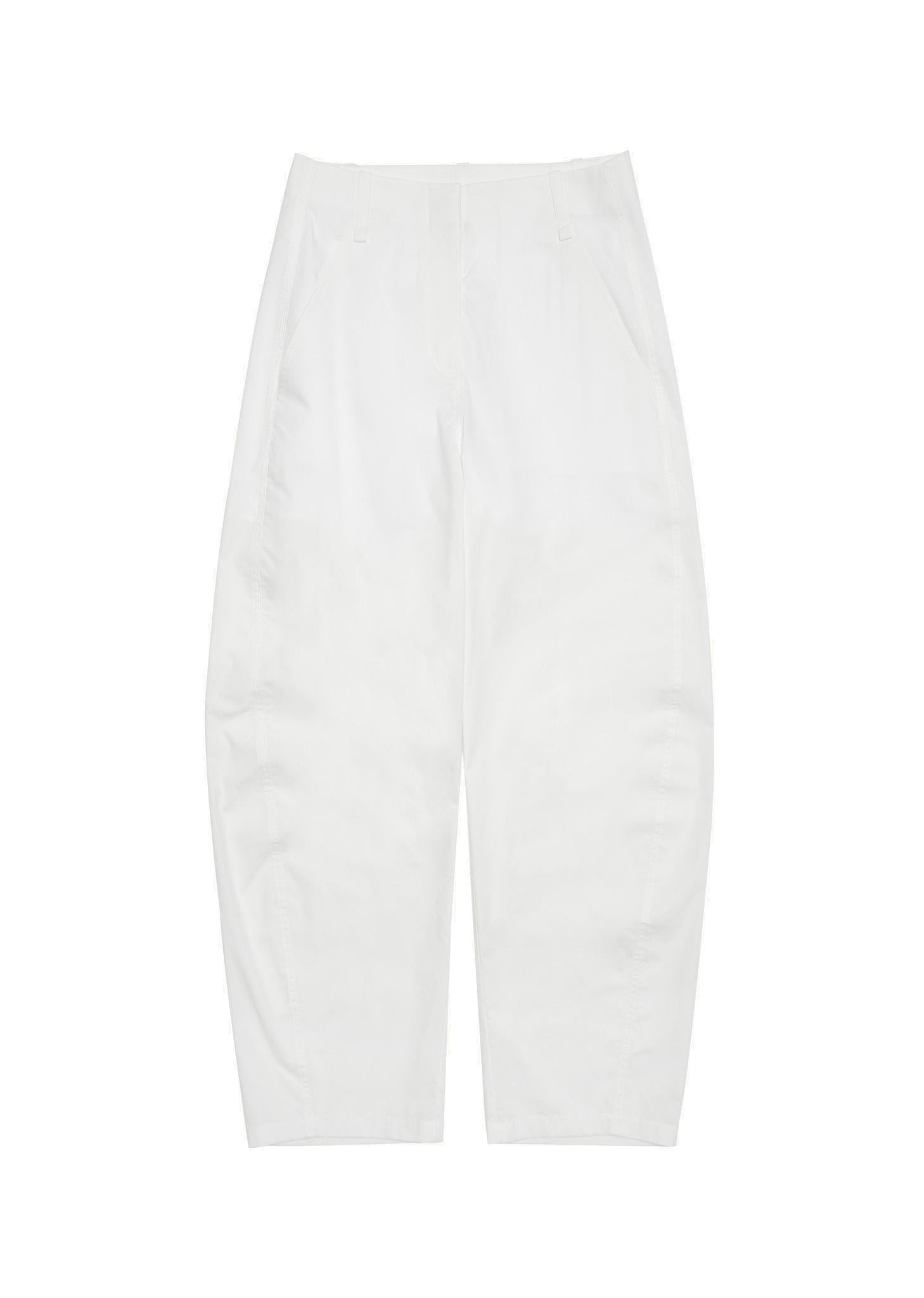 curved pants, white