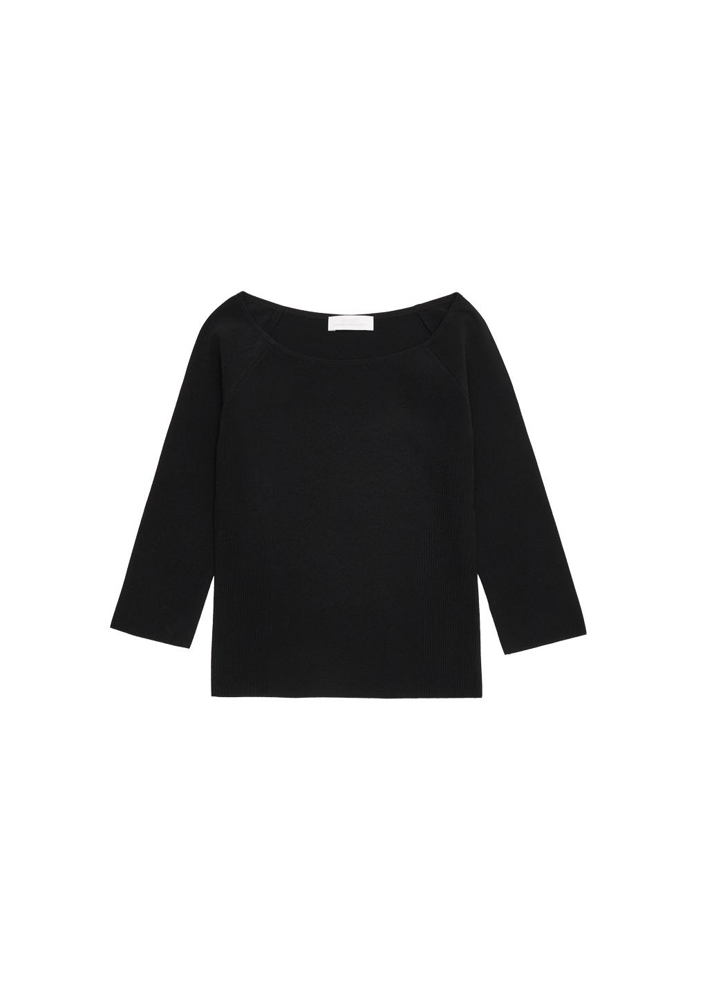 scoop neck knit top, black
