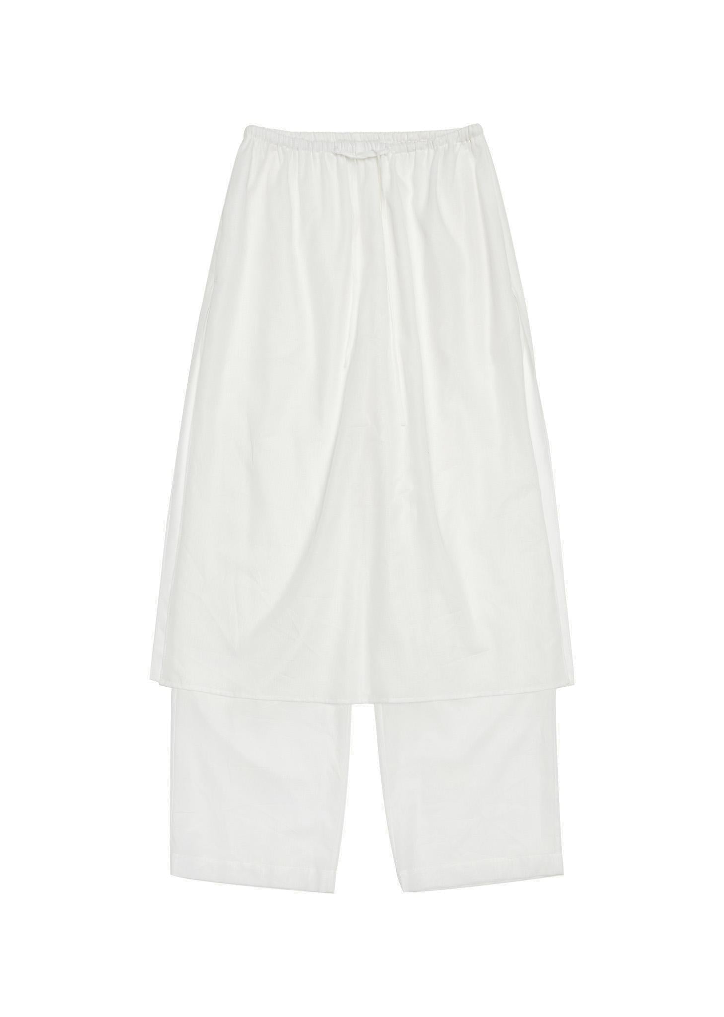 sheer layered pants, white