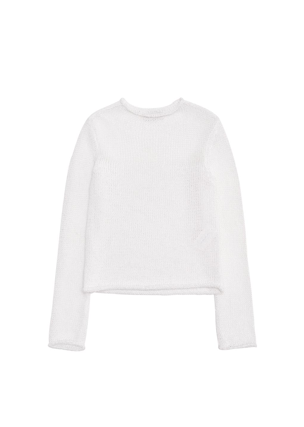 crochet knit pullover, white