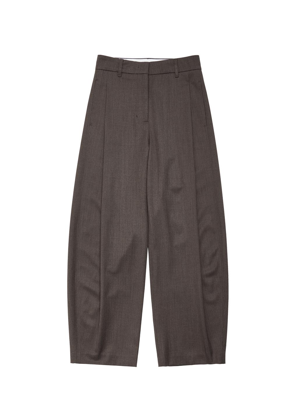 wool curved pants, brown