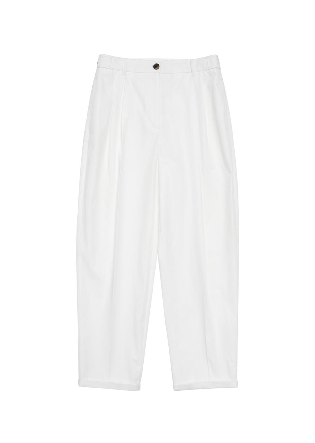 cotton two tuck tapered pants, white