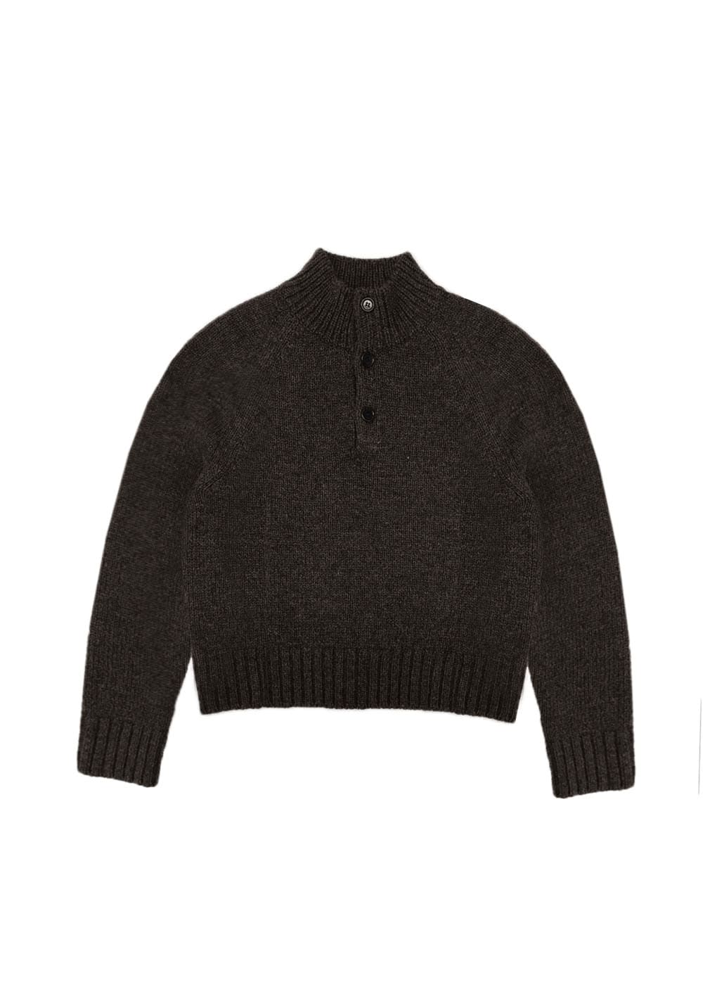 button up half neck knit, brown