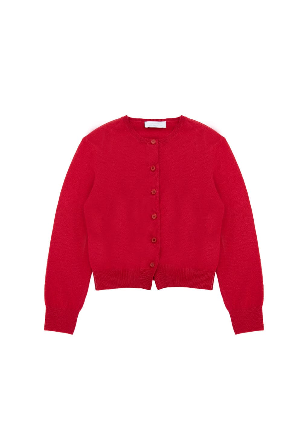 cashmere crewneck cardigan, red