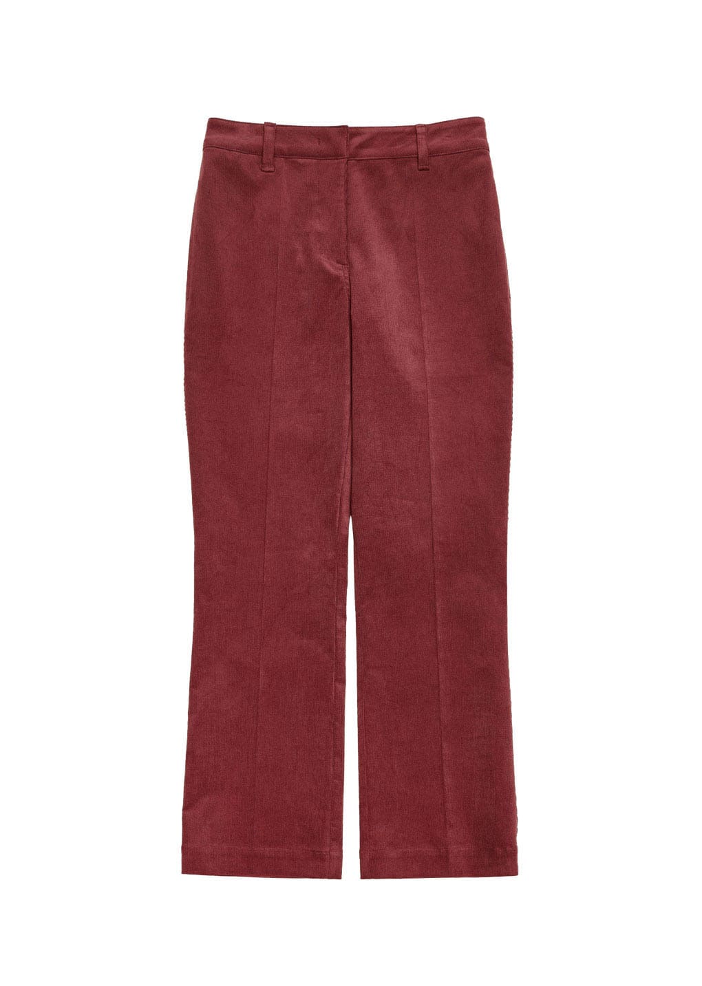 corduroy flared pants, red