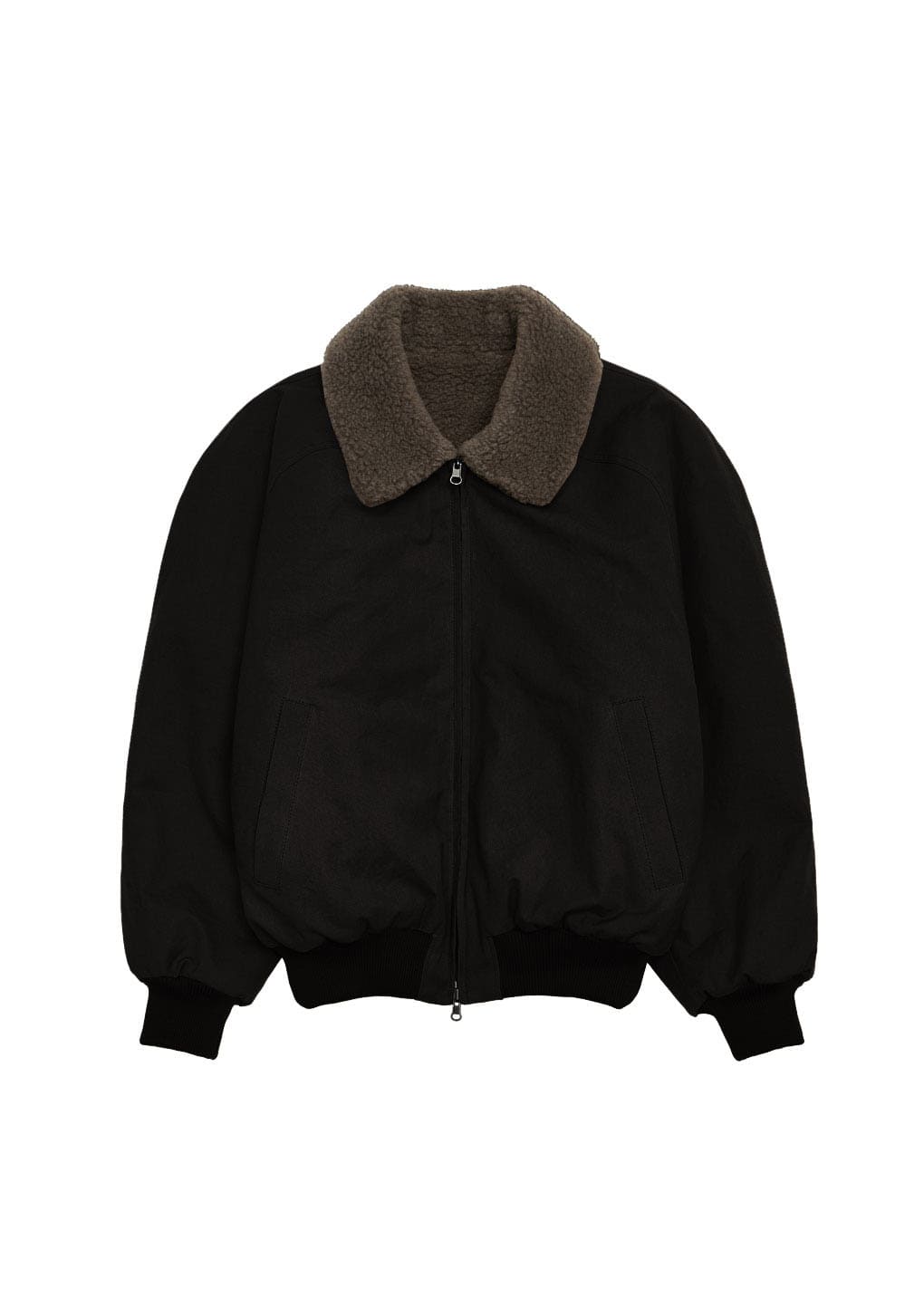 cotton reversible shearling jumper, black