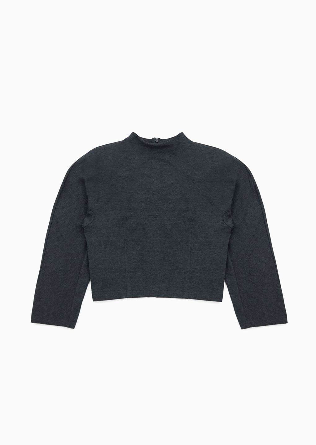 jersey padded mock neck top, charcoal