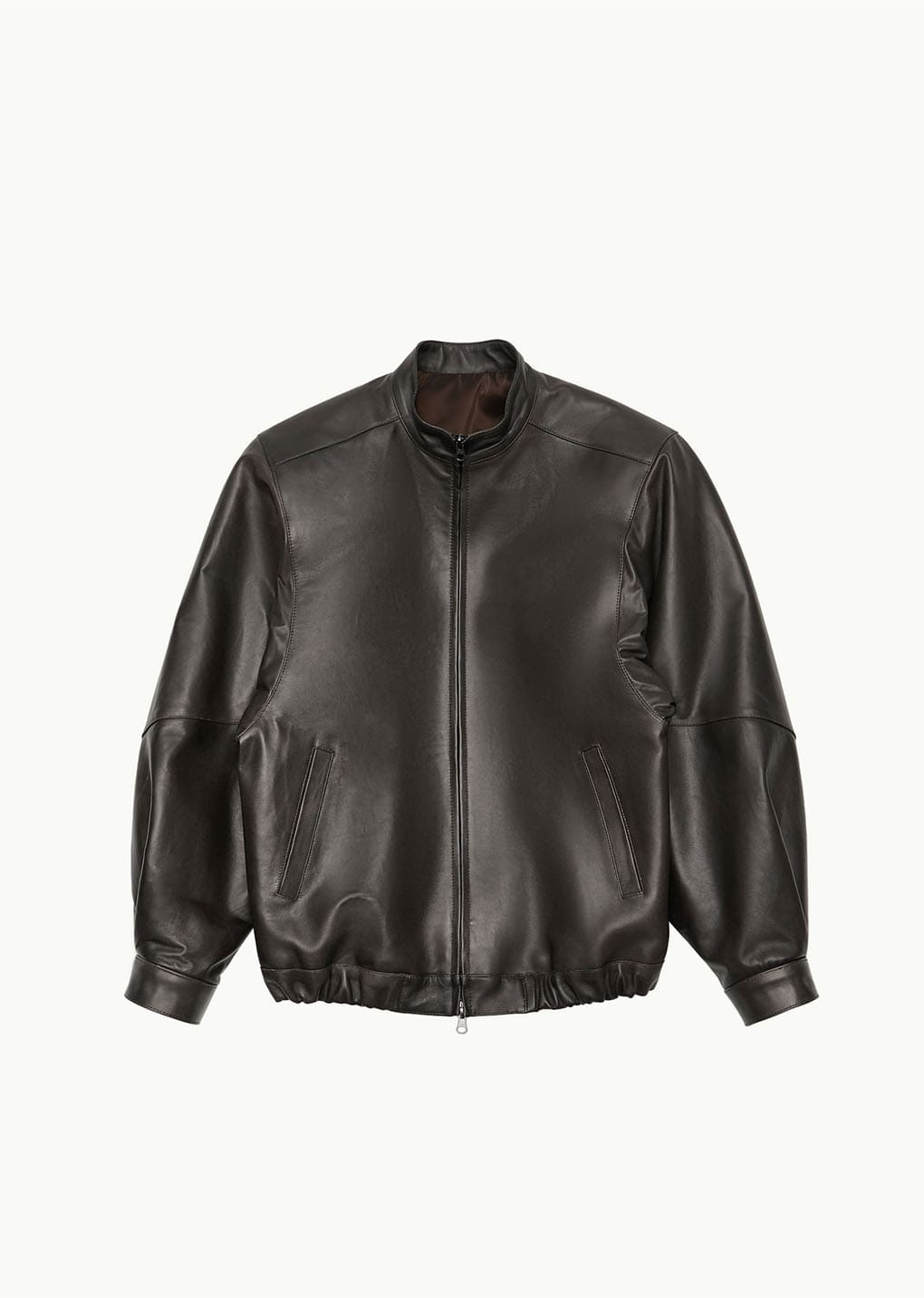 lambskin leather blouson, brown