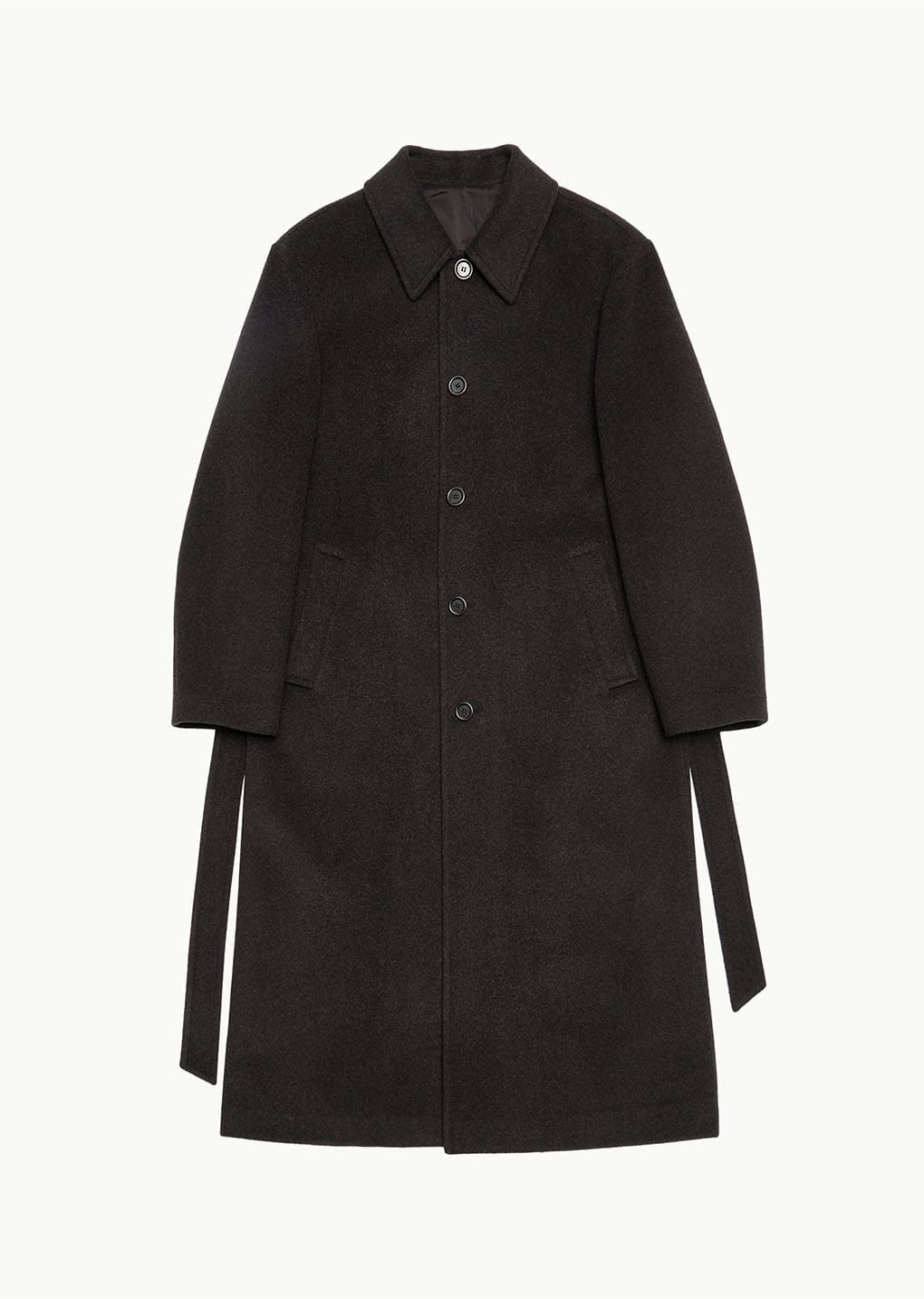 men's single breasted long coat, brown