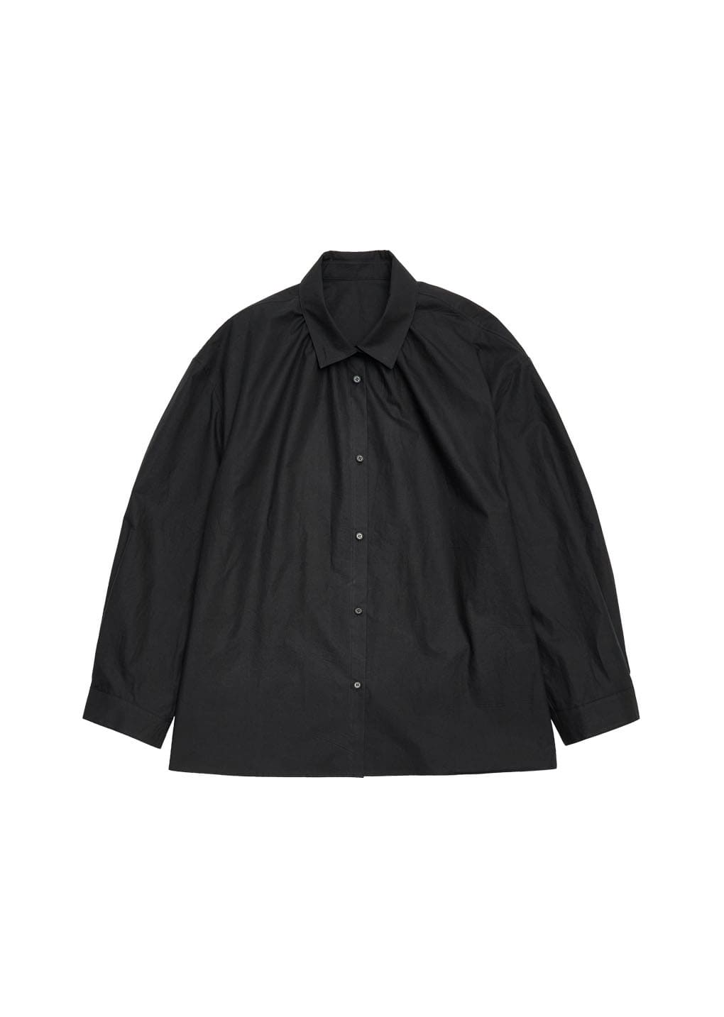 neck shirring shirt, black