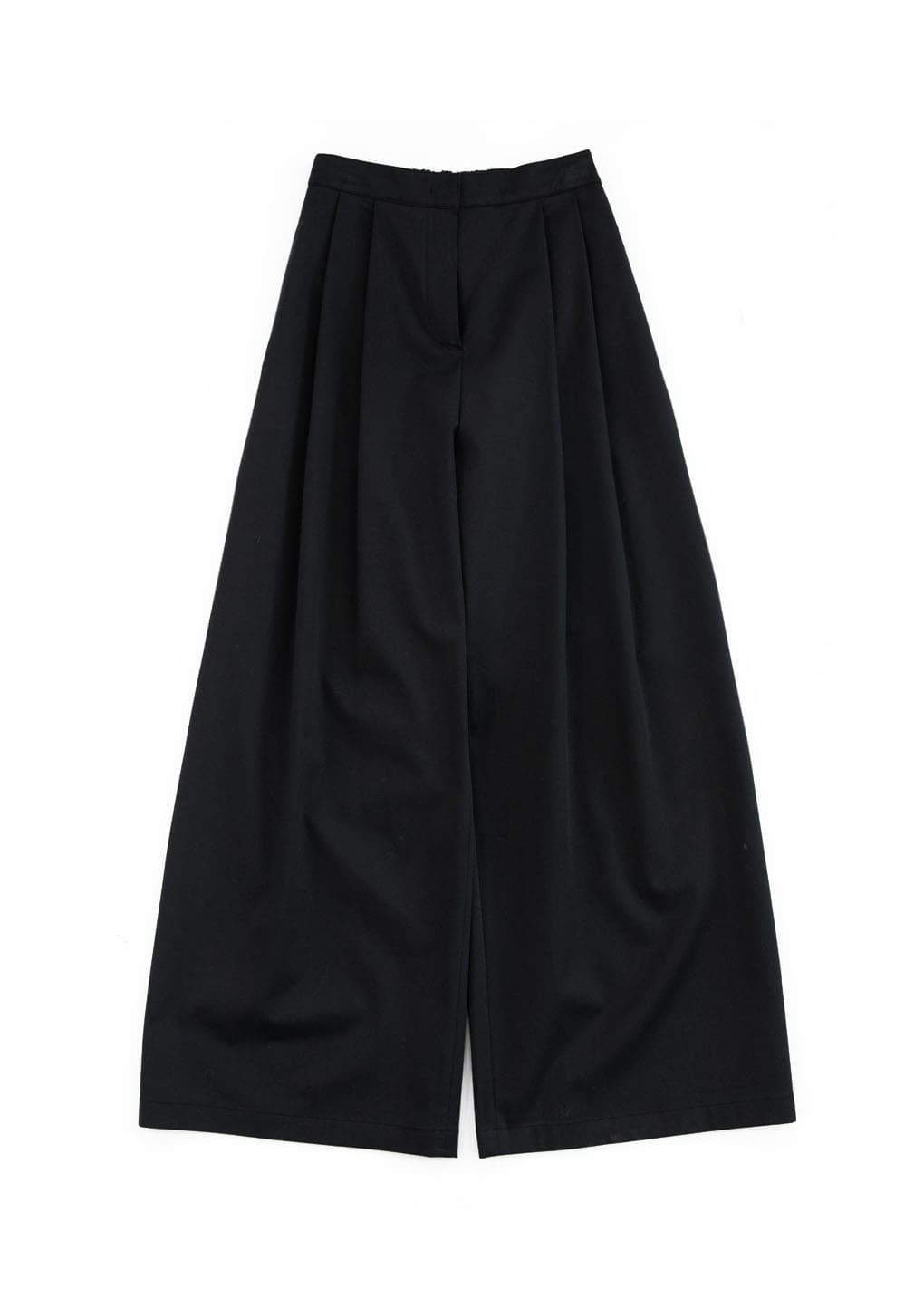 two tuck wide banding pants, black