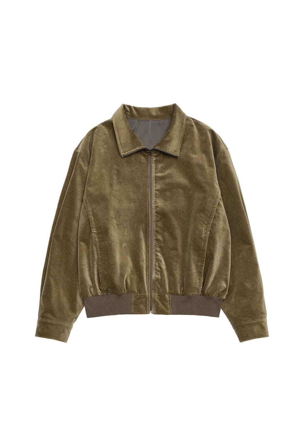 velvet zip up jumper, khaki