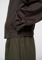linen crop jacket, khaki brown - Image 5