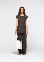 linen tuck pants, khaki brown - Image 2