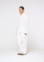 linen pleated shirt, white - Image 3