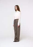 linen tuck pants, khaki - Image 3