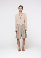 linen drawstring shorts, beige - Image 2