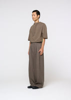 linen two tuck wide pants, khaki - Image 3