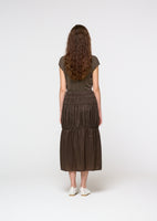 nylon shirring skirt, brown - Image 4