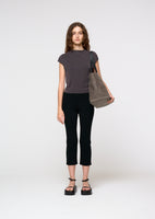 jersey mock neck top, charcoal - Image 2