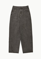 men's garments dyed curved seam denim, brown - Image 1